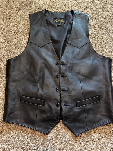 Vtg scully leather vest men - scully,